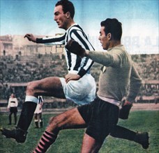 Danish footballer John Hansen in action at Juventus in the 1951-52 season