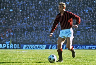 Italian footballer Giovanni Trapattoni playing for A.C. Milan ca. before 1971
