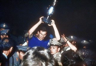 UEFA Euro 1968 Final - Italian captain Giacinto Facchetti with the trophy ca. June 10, 1968