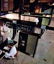 Men working in the Olivetti factory in Ivrea Italy ca. 1959