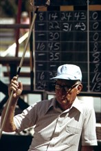 Photograph of Man Waiting to Play Shuffleboard at the Century Village Retirement Community in West Palm Beach ca. 1975