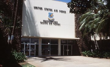 1979 - An exterior view of the Pacific Air Forces Headquarters Building, Hickham Air Force Base
