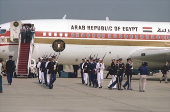 Departure ceremonies for Egyptian Vice President Hosni Mubarak