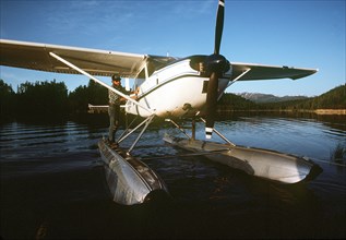 Seaplane sitting idle in the water
