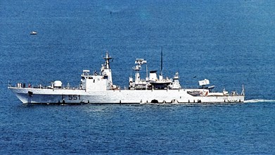 The corvette Minerva (F 551) in navigation, underway ca. before 1989