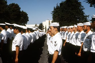 Side view of Navy personnel