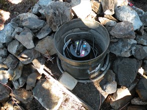 Seismometer installed in a vault above ground at Mount Baker, Washington. These are typically buried but Forest Service restrictions required it be installed above ground ca. 2010