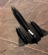 Linear Aerospike SR-71 Experiment (LASRE) first flight view from above ca. 1997