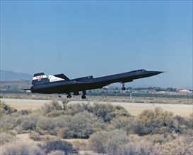 Linear Aerospike SR-71 Experiment (LASRE) first flight takeoff ca. 1997