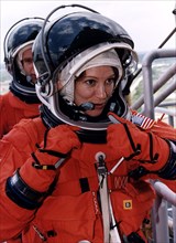 STS-84 Pilot Eileen Marie Collins participates in Terminal Countdown Demonstration Test (TCDT) activities at Launch Pad 39A ca. 1997