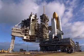 Roll out of Space Shuttle Columbia at Kennedy Space Center ca. JUne 1997