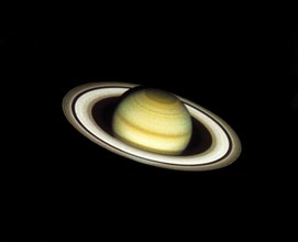 1990 - This color image of Saturn was taken with the Hubble Space Telescope's (HST's) Wide Field Camera (WFC) at 3:25 am EDT, August 26, 1990, when the planet was at a distance of 2.39 million km (360...