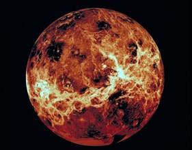 1991 - This global view of the surface of Venus is centered at 270 degrees east longitude.