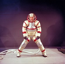 1977 - Hubert Vykukal demonstrates mobility of the Hardsuit AX-3 Space Suit design