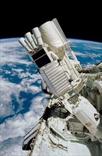 STS-35 ASTRO-1 telescopes documented in OV-102's payload bay (PLB)