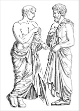 Greek men clothed with the Himation