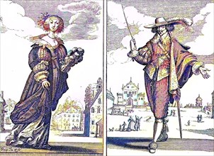 Noble lady and gentleman of the second Haelte of the 17th century