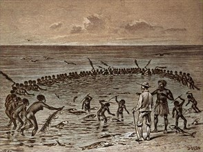 Fischfang auf den Samoa Inseln im Jahre 1880