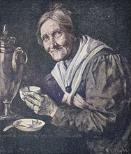 old woman with coffee cup
