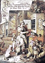 Family with children and pets in the kitchen