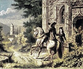 Farewell of the lover on horse