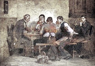 group meeting of men with beer and politics