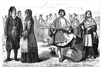 People in folk costume from Greece in 1880