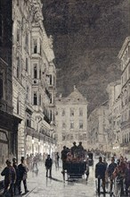 The Kaerntnerstrasse or Carinthian Street in Vienna on the evening