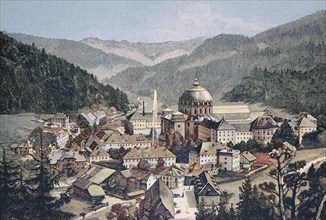 View of St. Blasien with the monastery and the cathedral St. Blasius in the Black Forest