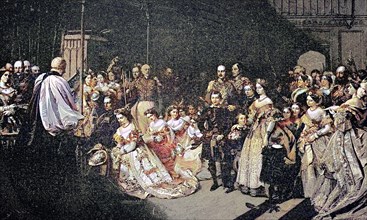 The marriage of Prince William of Prussia with the Princess Victoria of England in the chapel of St. James's Palace at London on January 25
