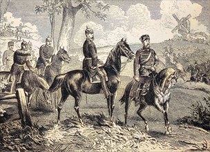 Crown Prince Frederick William and Prince Frederick Charles as referees at the Imperial maneuvers of Berlin in autumn 1876