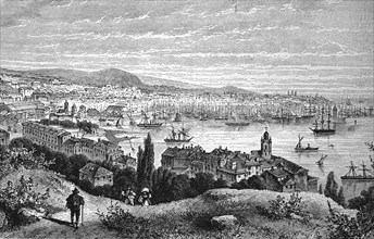 The city of Genoa in Italy in 1880