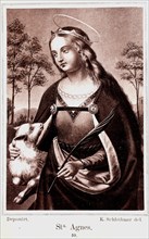 Sacred image with St. Agnes and the lamb