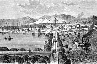 The port of St. Pierre on Reunion Island in 1880