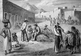 Market scene in Chihuahua in Mexico in 1890