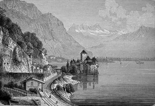 Chillon Castle on Lake Geneva in Switzerland
