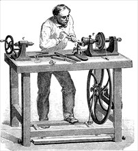 Man working at a lathe