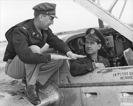 Lowell Thomas in cockpit of A-26