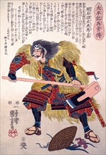 Akashi Ridayu Hidemoto in fighting stance with an axe