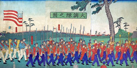 US Troops march in Yokohama Drill