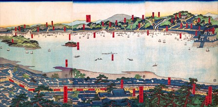 Panoramic landscape of Japanese Harbor