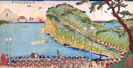 Daimyo's Processions Passing along the Tokaido, theast sea road