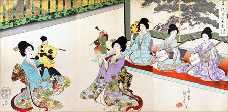 Ladies in Waiting of the Chiyoda Castle: Sword Practice and Puppet Kyogen