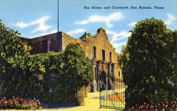 The Alamo and courtyard, San Antonio, Texas