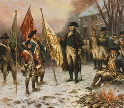 Washington inspecting the captured colors