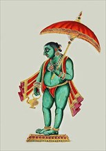 Vamana stands on a low pedestal
