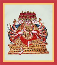 Sadashiva, with five heads and five pairs of arms