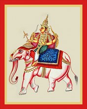 Indra rides on his elephant Airavata