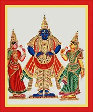 Vithobastands flanked by his two consorts