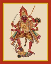 Virabhadra Crushing a demon beneath his feet